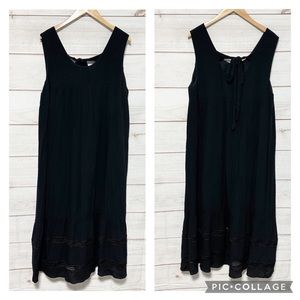 Who What Wear Black Sundress Wide Straps Lined Ruffle Lace Hem Maxi size XL